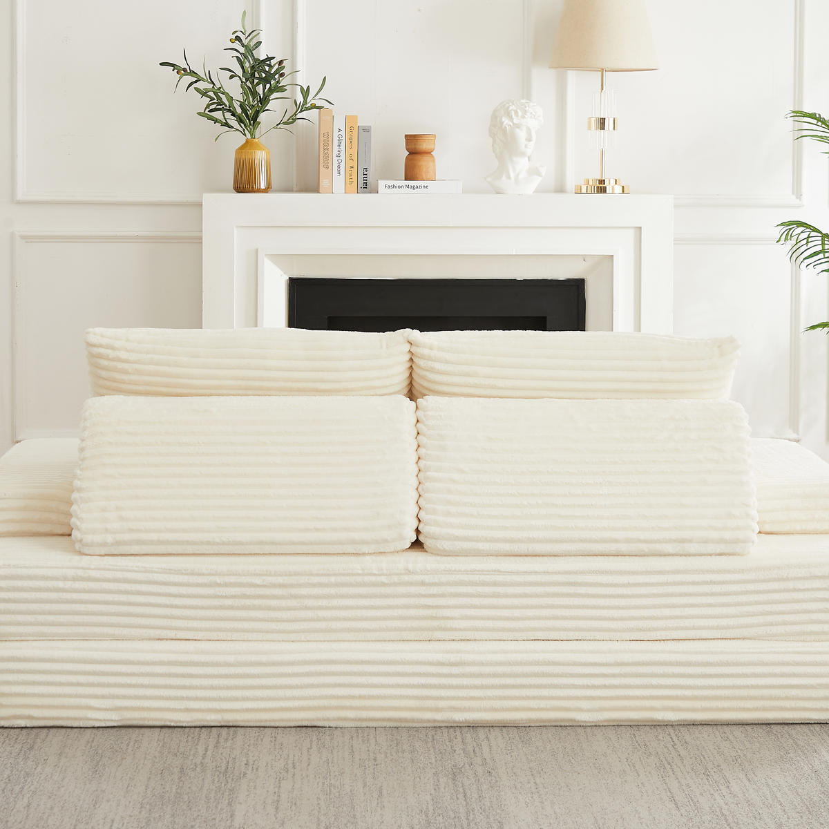 SCHLAFSOFA 211 cm frei kombinierbar mit dreieckigen Rückenlehnen, DE-42722, Grau - Beige, Textil (211.5/62/106.5cm) - ComfortXL