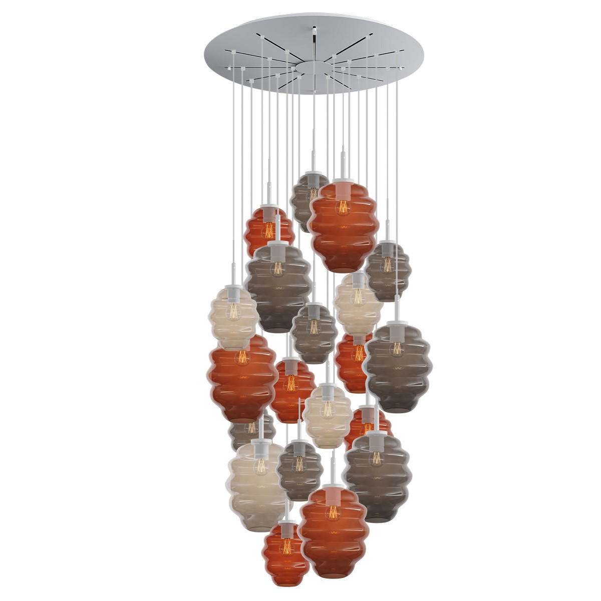 GALERIELEUCHTE Echos 20-flammig Mehrfarbig Ø 18/25cm - Multicolor/Weiß, Glas (18/18/20cm) - s.luce