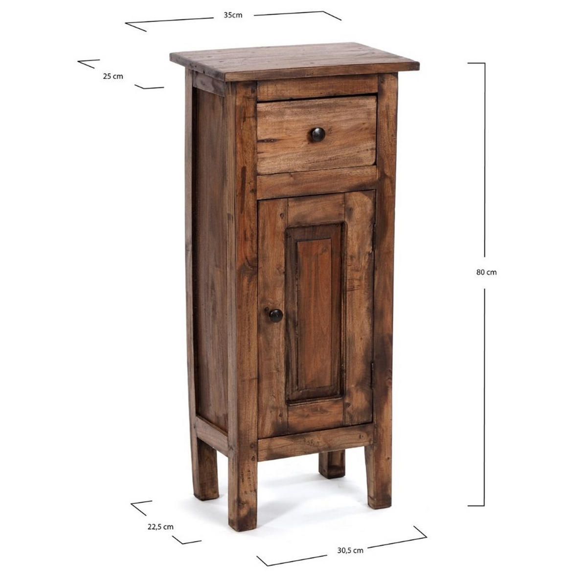 FLURSCHRANK PLANT 80 Mahagoni Recyclingholz, Used Look 02 hellbraun - Hellbraun, Holz (35/80/25cm) - DESIGN DELIGHTS