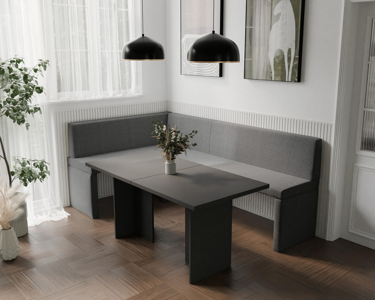 ECKBANK links OWEN Webstoff, 128/168 cm Dunkelgrau - Dunkelgrau, Holz/Textil (128/168cm) - Idohome