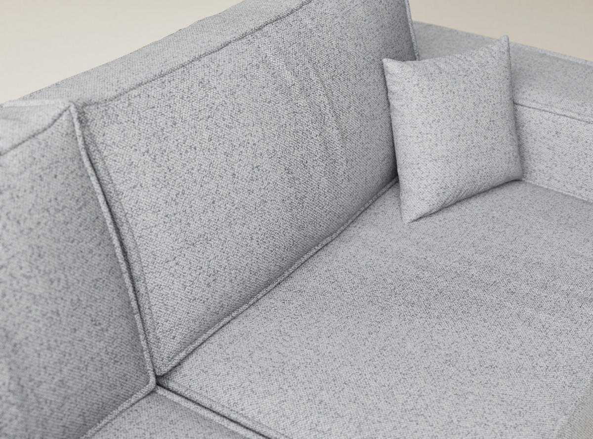 ECKSOFA MIT SCHLAFFUNKTION Tonga Hellgrau Webstoff - Hellgrau/Schwarz, Holz/Holzwerkstoff (105/225cm) - Maison de Reve