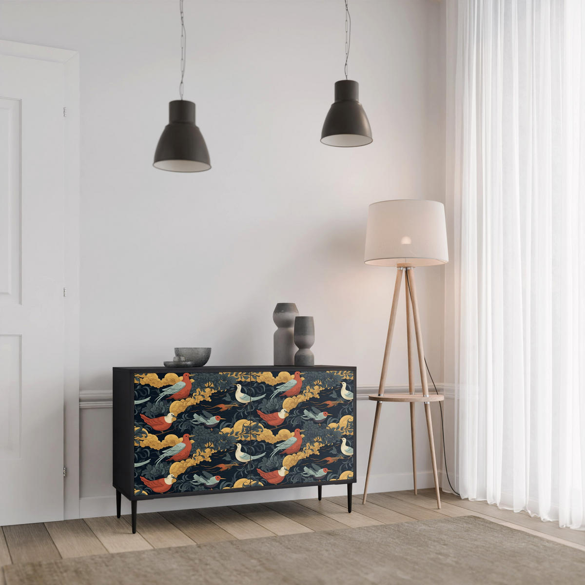 SIDEBOARD FOWLY DAZE, Eicheneffekt, 111x42x77,5 cm, 2 Türen - Eichefarben/Buchefarben, Holzwerkstoff/Buchenholz (111/77.5/42cm) - SpaceRebels