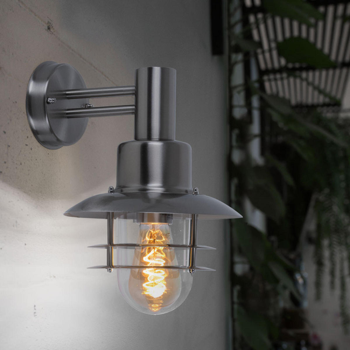 LED AUSSEN-WANDLEUCHTE Edelstahl Silber - Silberfarben, Metall (22/32.5/26cm)