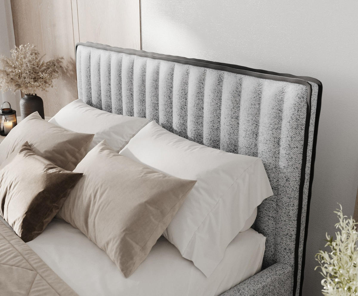 POLSTERBETT Aria 160/200 cm Grau im Riva Stoff - Naturfarben/Grau, Holz/Holzwerkstoff (160/200cm) - AltaBeds