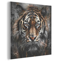 AKUSTIKBILD Tiger - Tiere - Porträt - Luxus - Schwarz Akustikpaneele 80x80 cm - Braun, Kunststoff (80/80/0.9cm) - MuchoWow