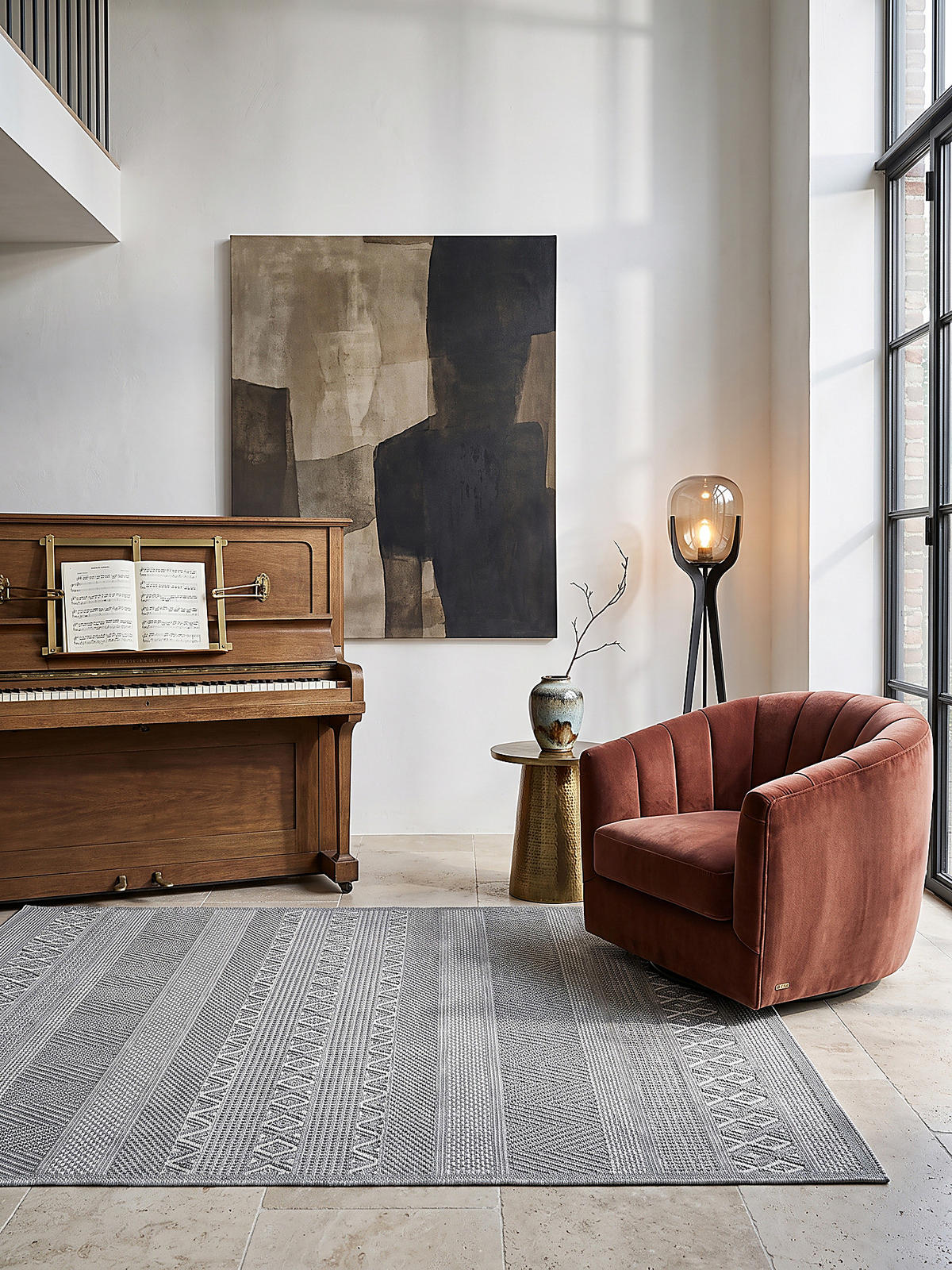TEPPICH Flachgewebe ESERA Gestreift Polypropylen Grau 140 x 200 cm - Grau, Textil (140/200cm) - KADIMA DESIGN