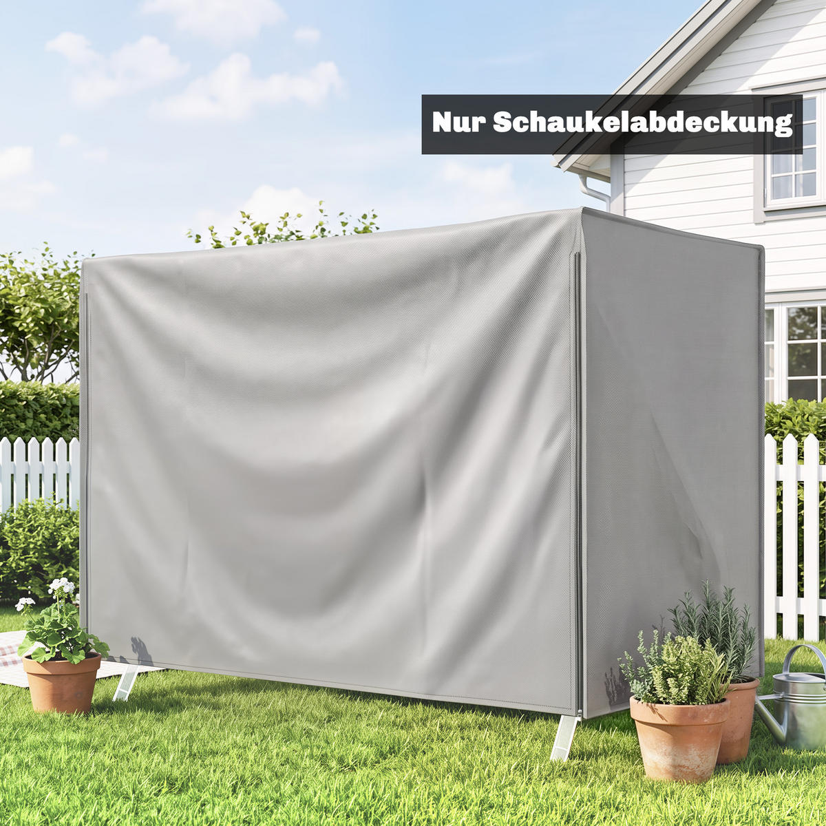 ABDECKUNG Hollywoodschaukel, Grau - Grau, Kunststoff (124/164/205cm) - Outsunny