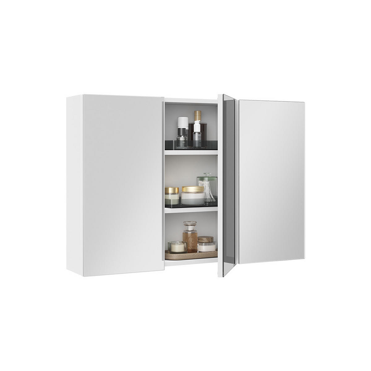 KOPALNIŠKA OMARICA Z OGLEDALOM Lavia, Bela, 90 x 60.2 cm - bela, leseni material (90/170/17cm) - Vicco