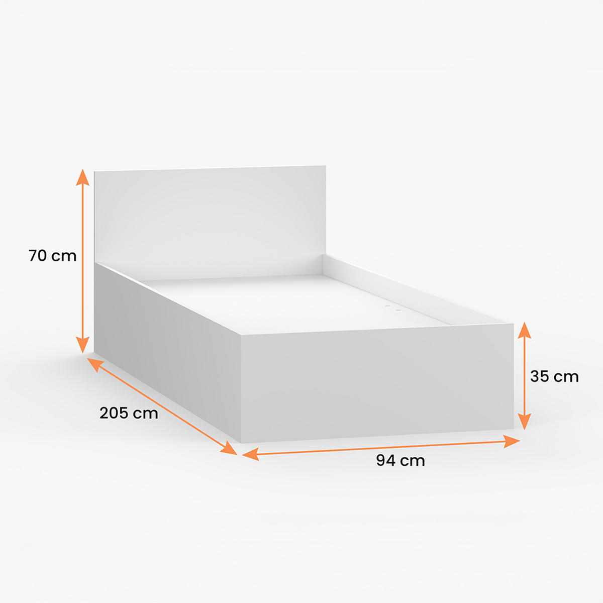 BETT 90×200 JONAS I 46 Weiß/Weiß - Weiß, Holzwerkstoff - imoebel24