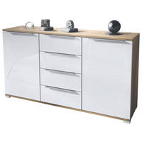 SIDEBOARD Linio Weiß Hochglanz - Weiß Hochglanz, Holzwerkstoff (138.5/75.5/35cm) - Vladon