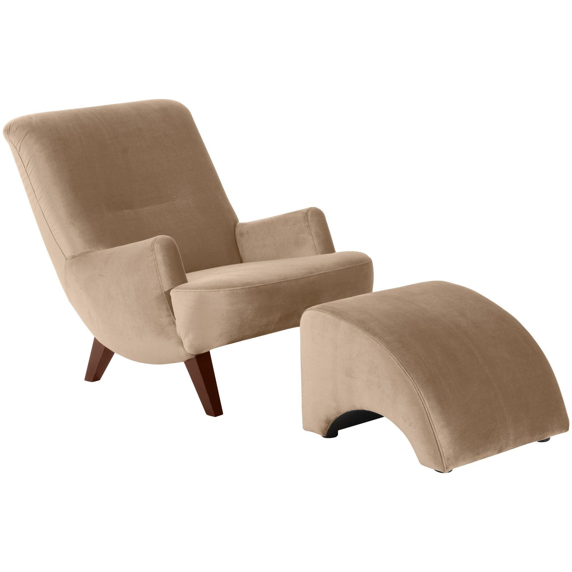 SESSEL Kajsa 71x80x101 Bezug Samtvelours Buche nussbaum/sand - Sandfarben/Nussbaumfarben, Kunststoff (101/80/71cm) - 58aufmkessel