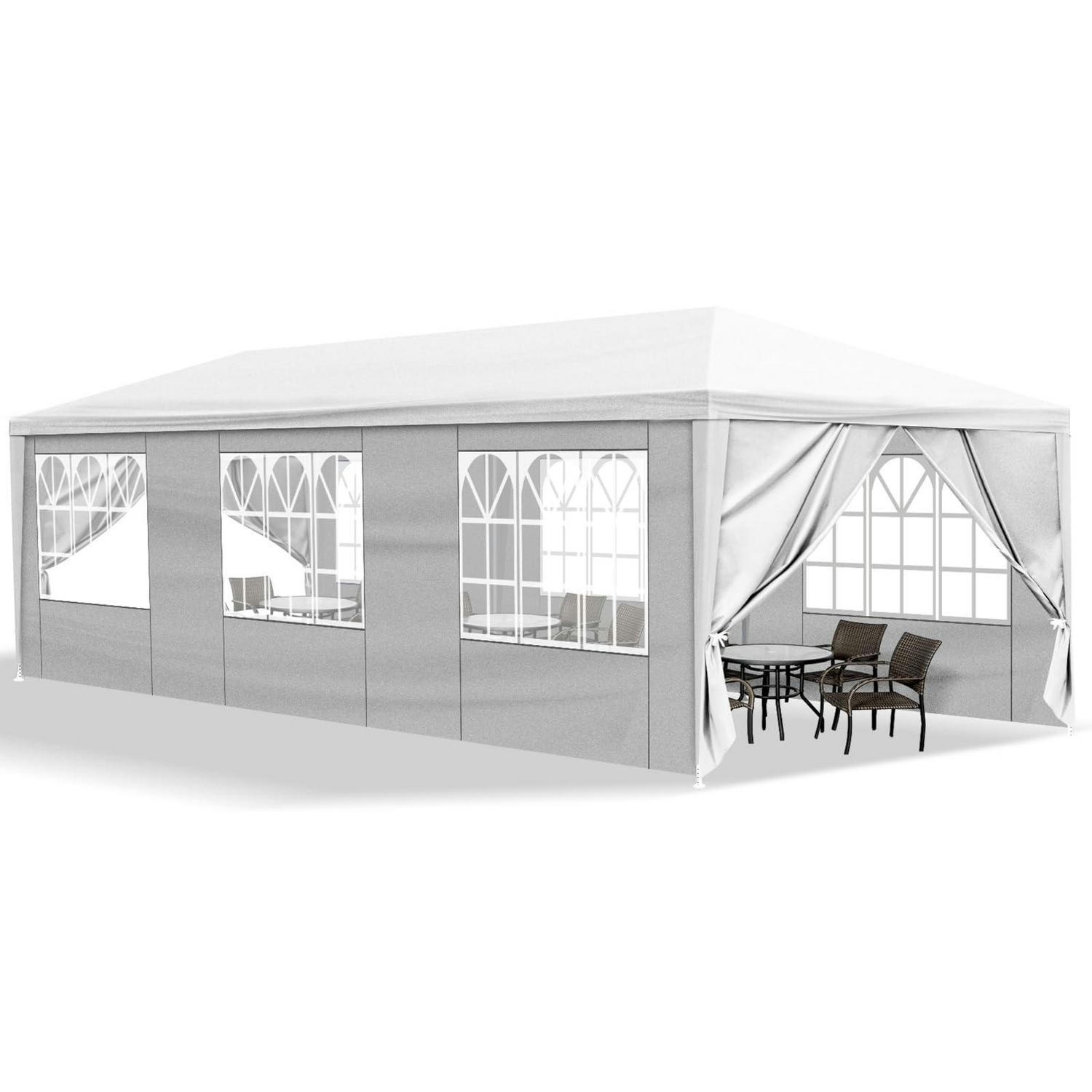 GARTENPAVILLON 3 x 9 m Wasserdicht mit UV-Schutz Weiß - Weiß, Kunststoff (300/268/900cm)