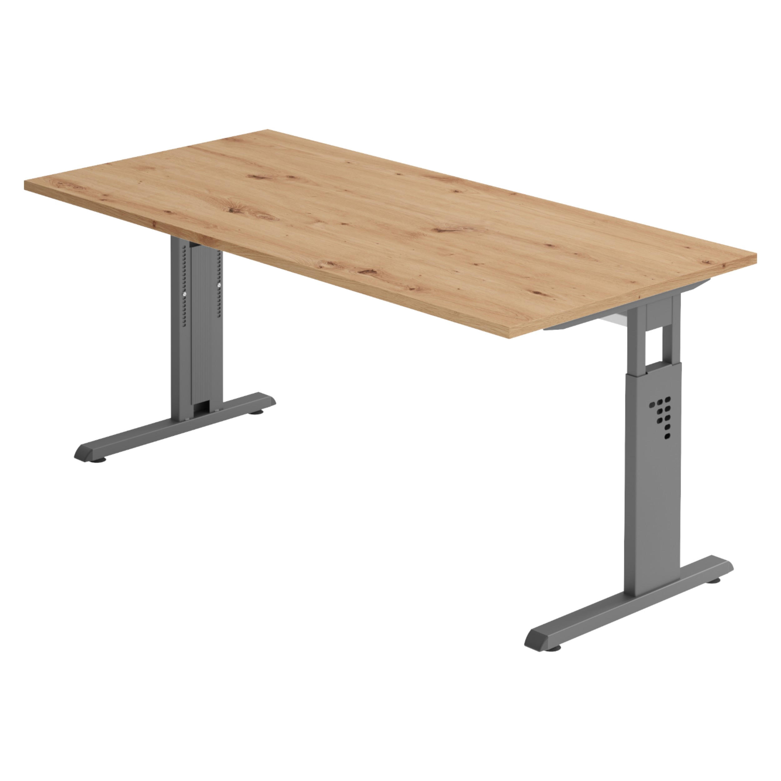SCHREIBTISCH Serie-O 80/160/74 cm in Wildeiche/Graphitfarben - Wildeiche/Graphitfarben, Holzwerkstoff (80/160/74cm) - bümö