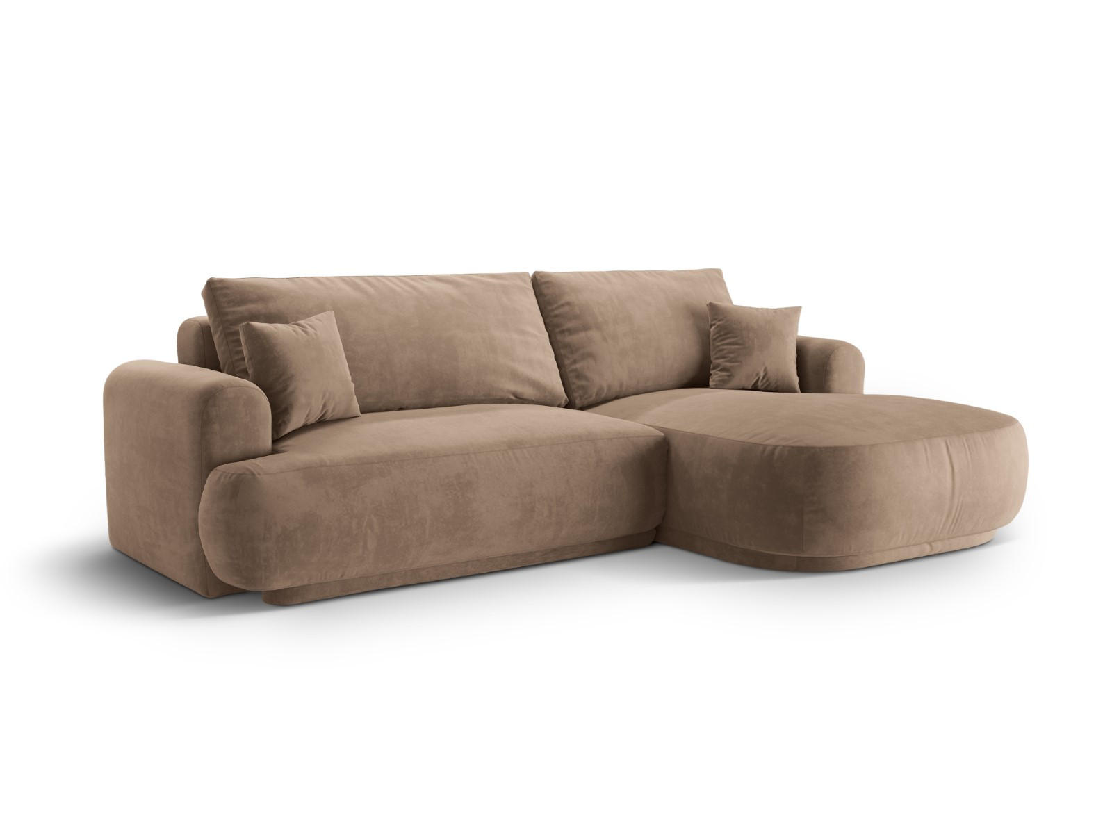 SCHLAFSOFA modular mit Bettkasten rechts Ella aus Samt dunkelbeige 5 Sitzplätze - Mokka, Textil (174/271cm) - Micadoni