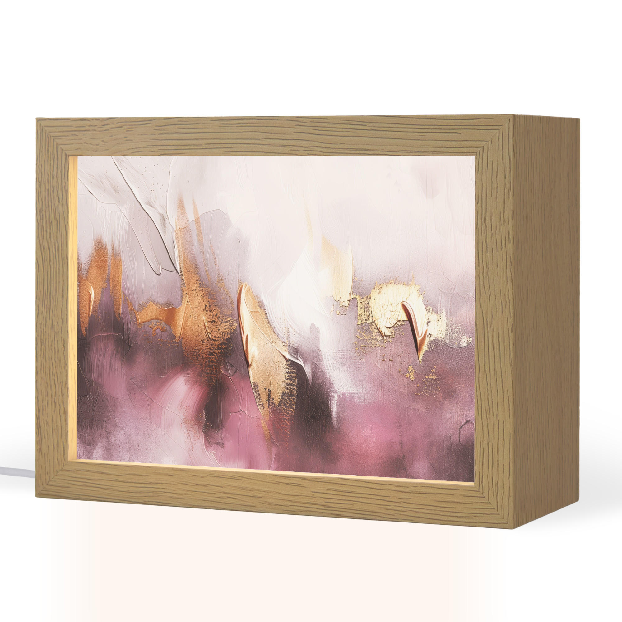 OnlyWow STOLNÍ LAMPA Fialová - abstraktní - barva - zlatá 20x15 cm