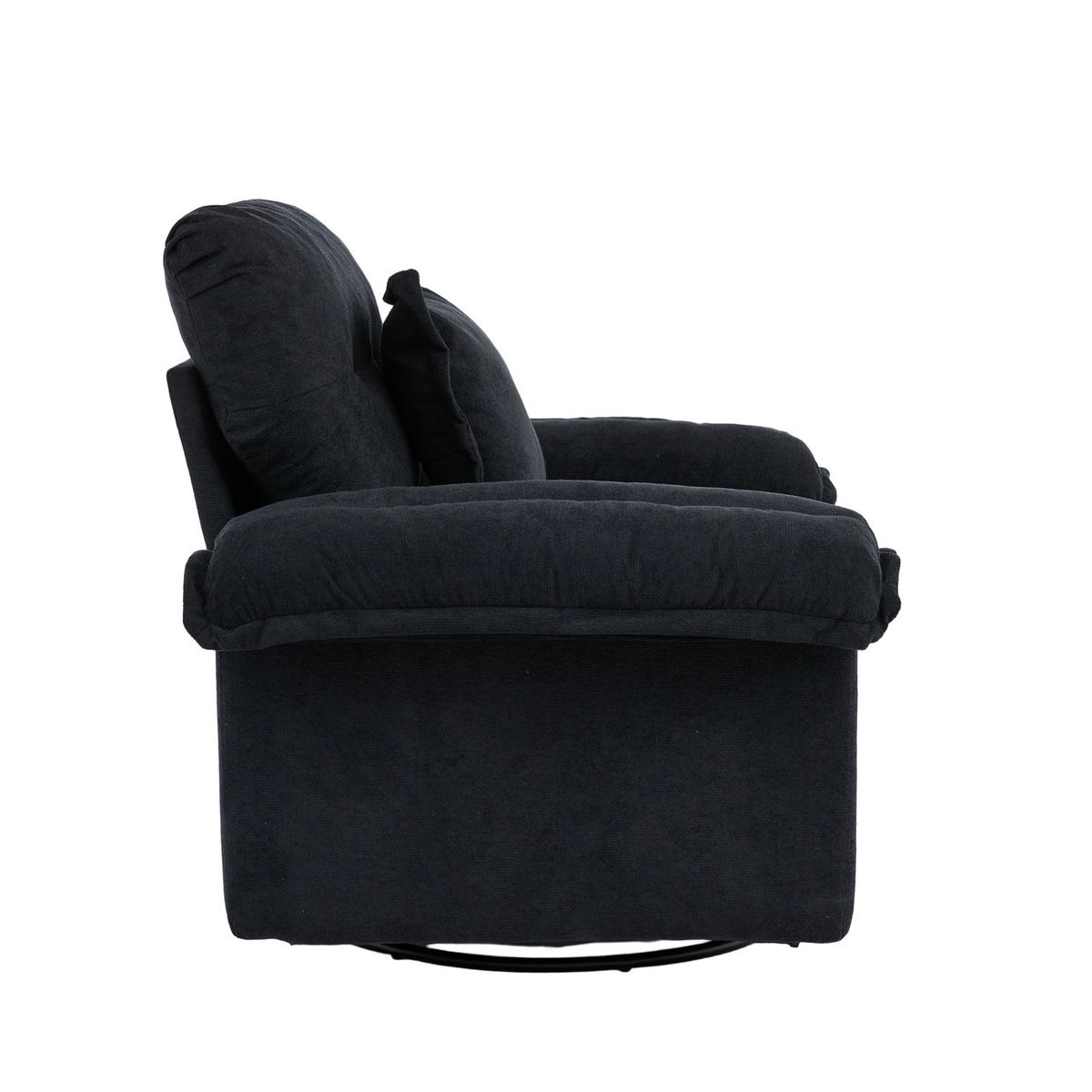 DREHSESSEL Chenille-Bezug 360° drehbar mit Metallfuß 116/84/96 cm Schwarz - Schwarz, Textil (84/96/116cm) - Redom