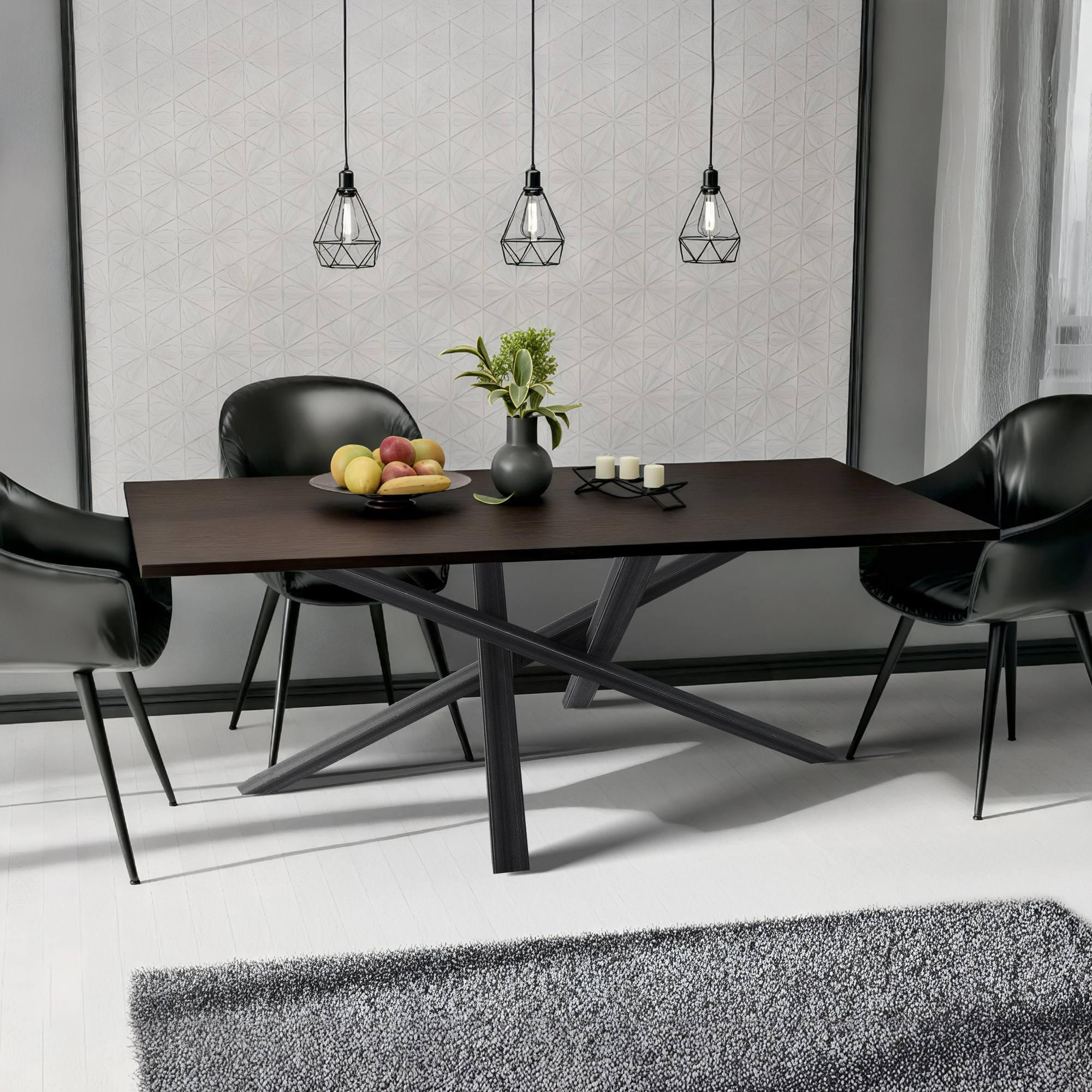 TISCHBEIN eckig 160/80/72 cm Metall Antik Schwarz - Schwarz, Metall (160/72/80cm) - CLP