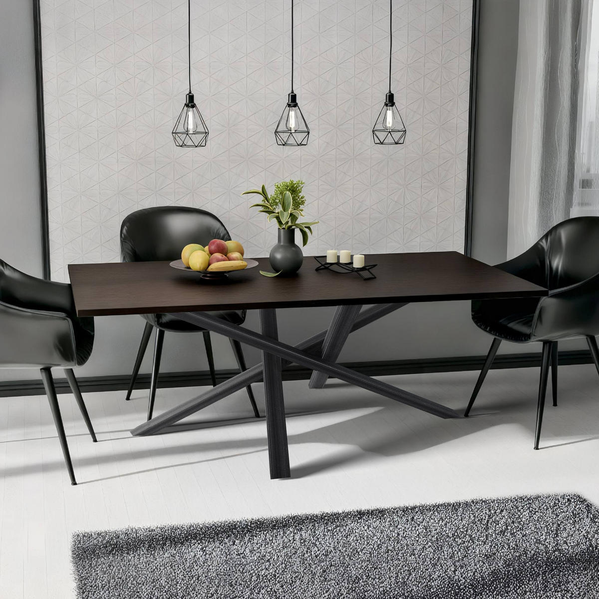 TISCHBEIN eckig 160/80/72 cm Metall Antik Schwarz - Schwarz, Metall (160/72/80cm) - CLP