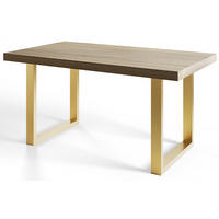 ESSZIMMERTISCH LOFT-U, ausziehbarer Tisch 160-260X90X77 cm, Farbe: SONOMA, mit Metallbeinen in Farbe Gold - Goldfarben/Sonoma Eiche, Holzwerkstoff (160/90/77cm) - Alpi-Möbel