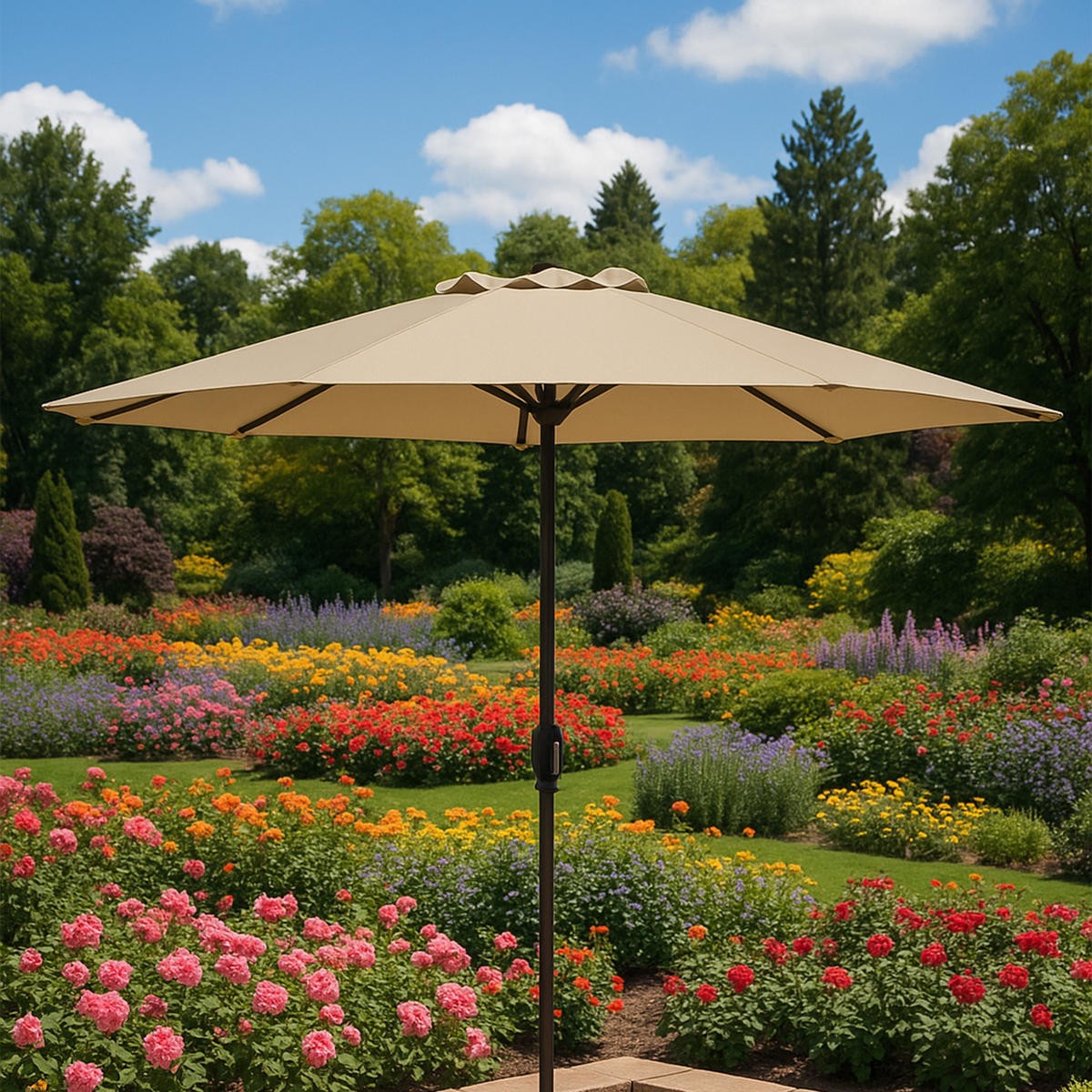 MARKTSCHIRM Harrogate- Sonnenschirm mit Aluminiumgestänge + Kurbel, Bezug - UV-Schutzfaktor 50+, 300 cm - Grau, Metall (300/300cm) - TPFGarden