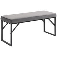BETTBANK in Samtoptik, Schlafzimmer, bis 200 kg Belastbar, Stahl, Dunkelgrau - Dunkelgrau, Kunststoff (35/47/100cm) - HOMCOM