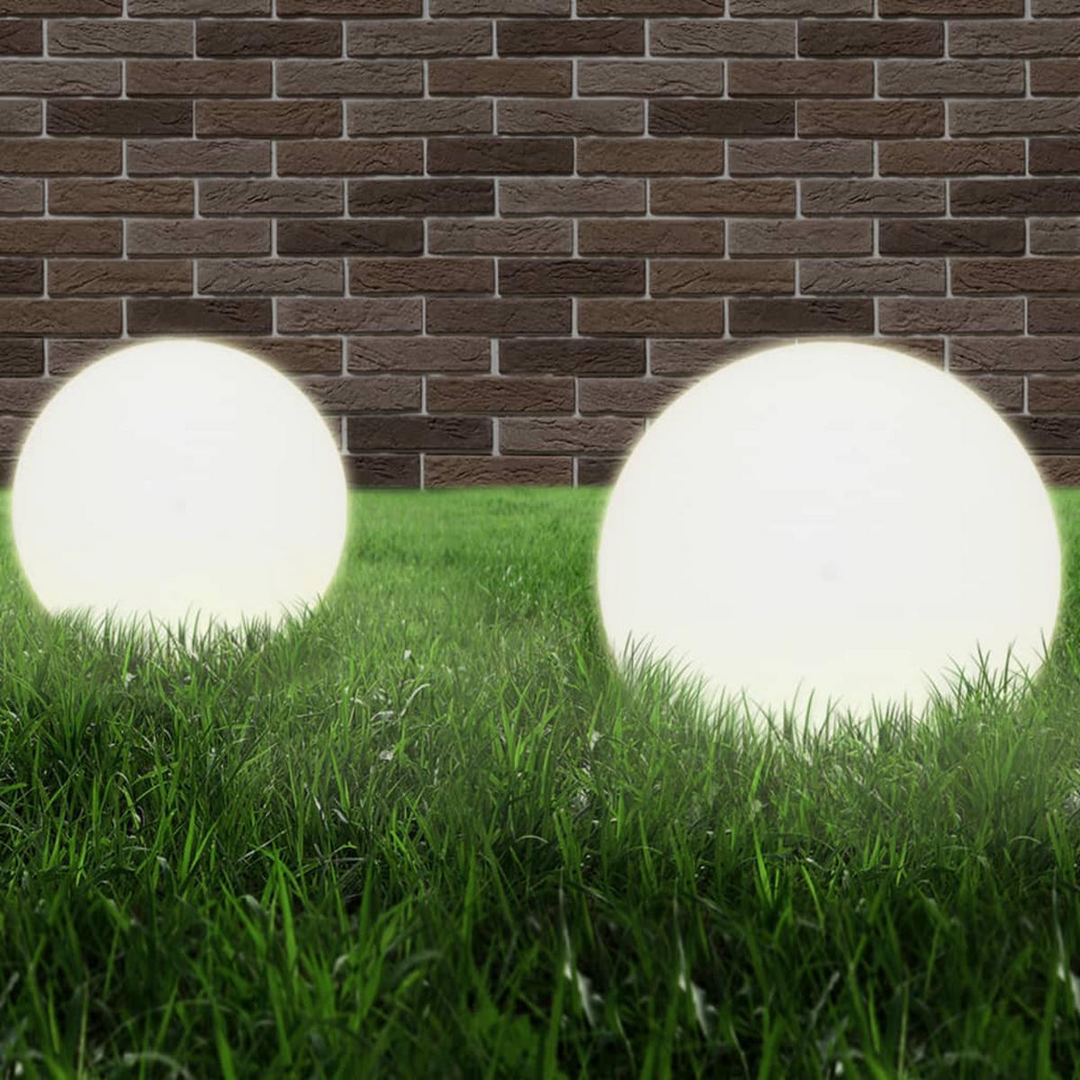 LED-GARTENLEUCHTEN 2Er Set Kugelförmig 40 Cm Pmma - Weiß, Kunststoff (40/40/40cm) - vidaXL