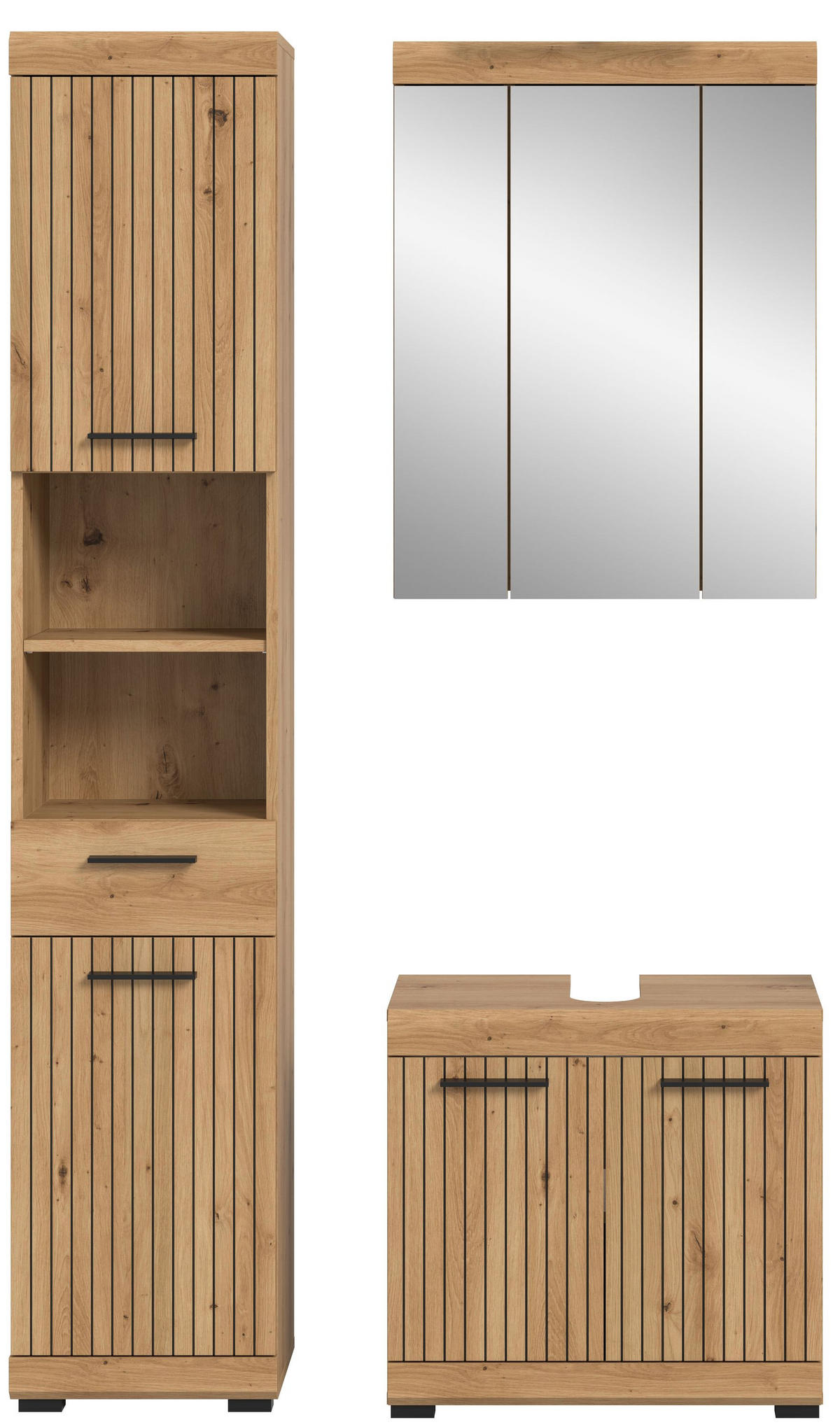 BADEZIMMER Vento 3-tlg. (B/H/T: ca. 112/191/34 cm) in Artisan Eiche /Artisan Eiche - Eiche Artisan, Holz (112/191/34cm)