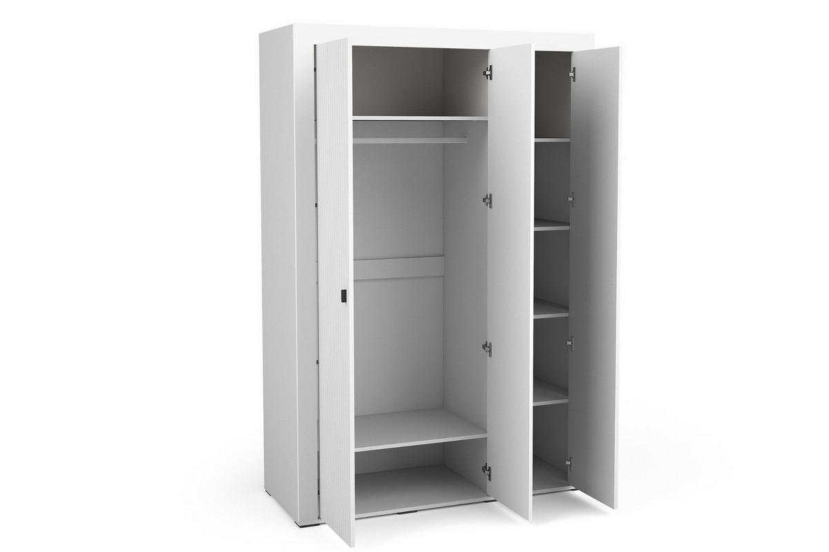 KLEIDERSCHRANK MONI 02 in Weiß / Eiche Whiskey matt 137/206/56 cm - Weiß, Holzwerkstoff (137/206/56cm) - Deine Möbel 24