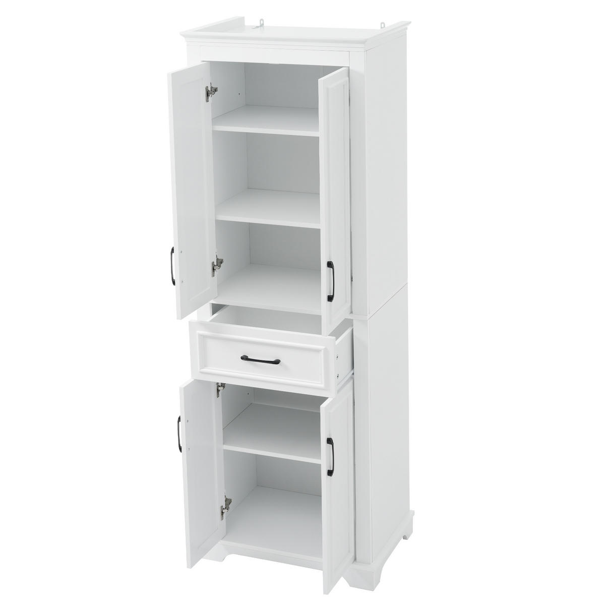 BUFFET Badschrank mit 3 Schubladen & Einlegeboden, Weiß, Einheitsgröße / MDF - Weiß, Holzwerkstoff (57.4/182/37.8cm) - EVRYAE