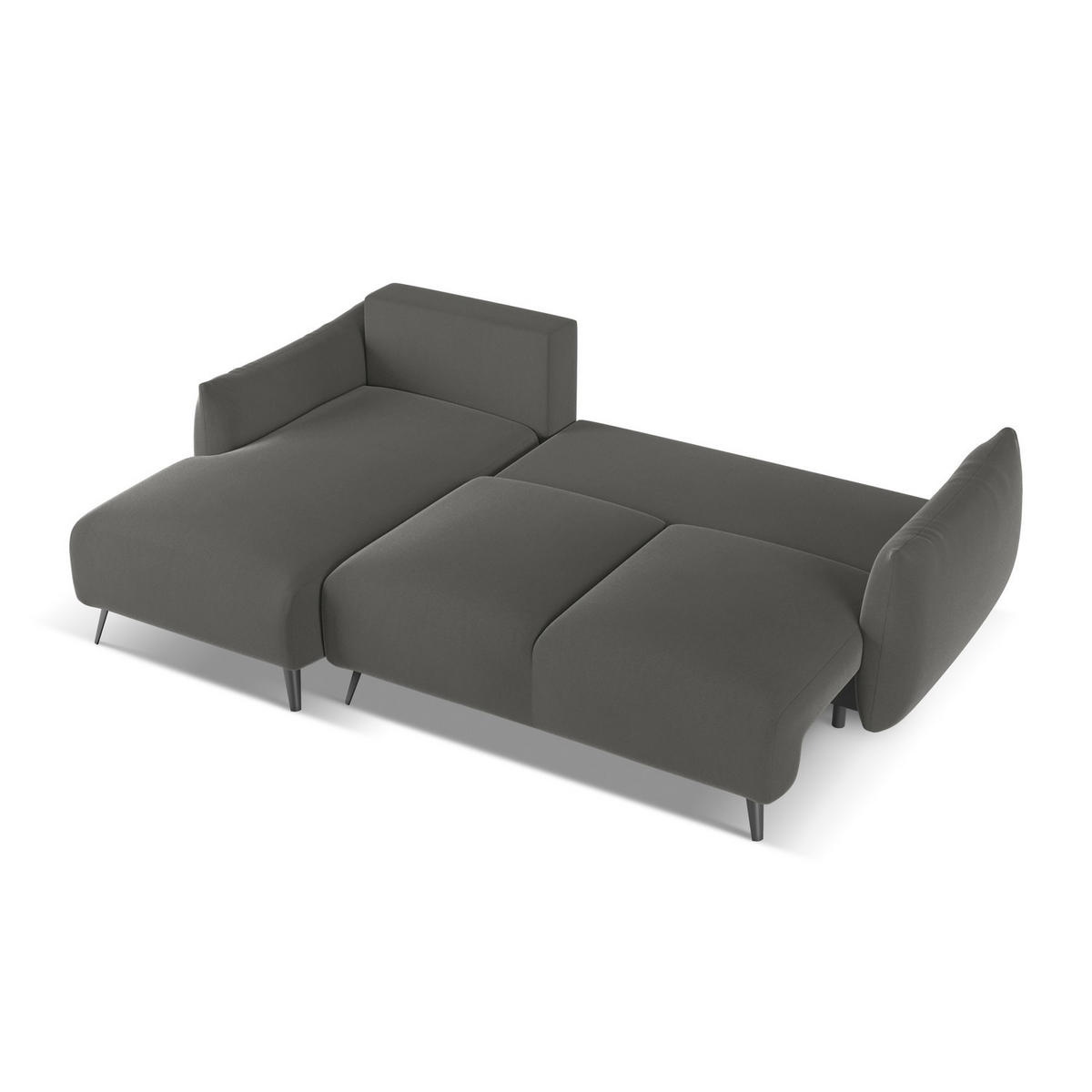 ECKSOFA mit Schlaffunktion Samt Stoff Grau - Dunkelgrau/Schwarz, Textil/Metall (162/242cm) - LaMiaSofa