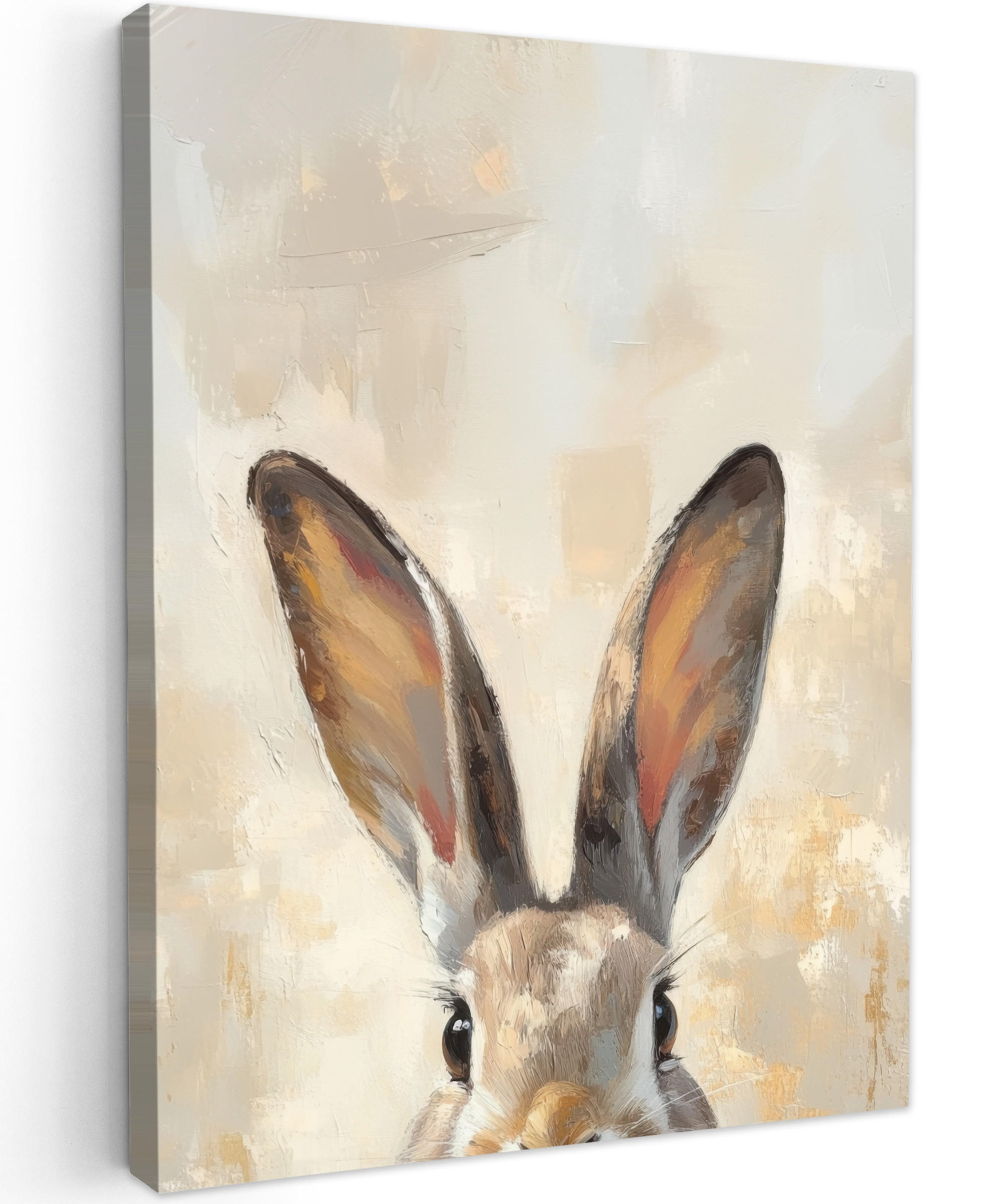 LEINWANDBILD Hase - Ohren - Braun Room Decor 30x40 cm - Beige, Textil (30/40cm) - MuchoWow