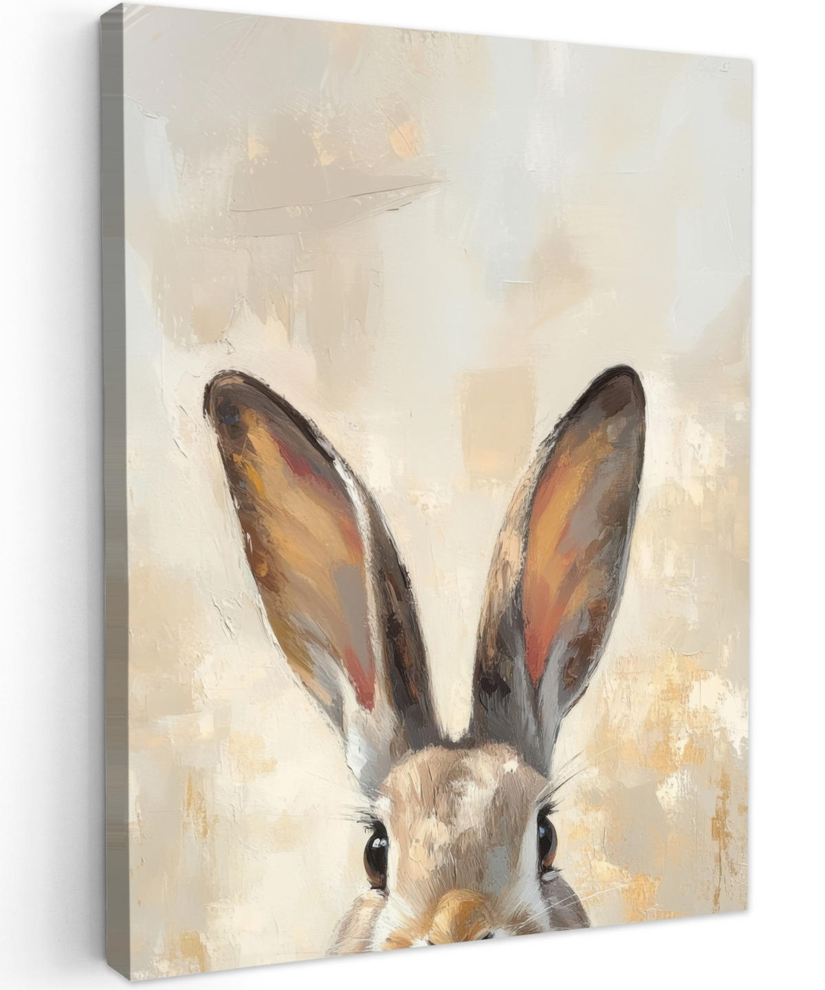 LEINWANDBILD Hase - Ohren - Braun Room Decor 30x40 cm - Beige, Textil (30/40cm) - MuchoWow
