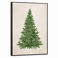 LEINWAND Bilder mit Rahmen - Weihnachtsbaum - Grün - Weihnachten - Feiertage - 70x100 - Olivgrün, Textil (70/100cm) - MuchoWow