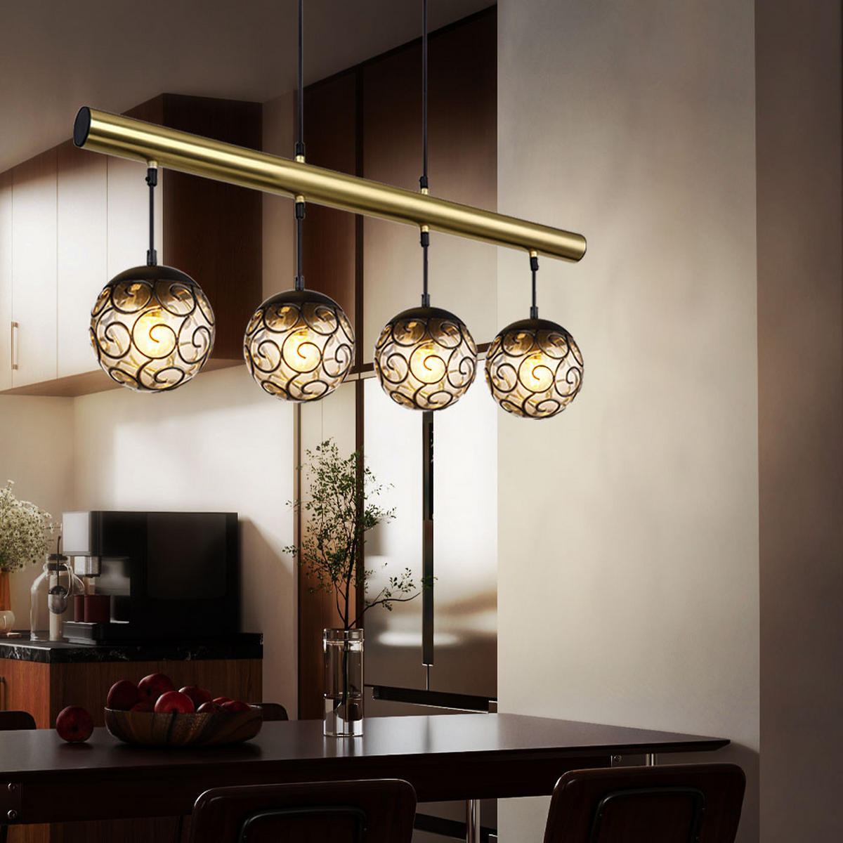 LED HÄNGELEUCHTE Metall Schwarz Gold - Schwarz, Metall (90/15/120cm) - Globo Lighting