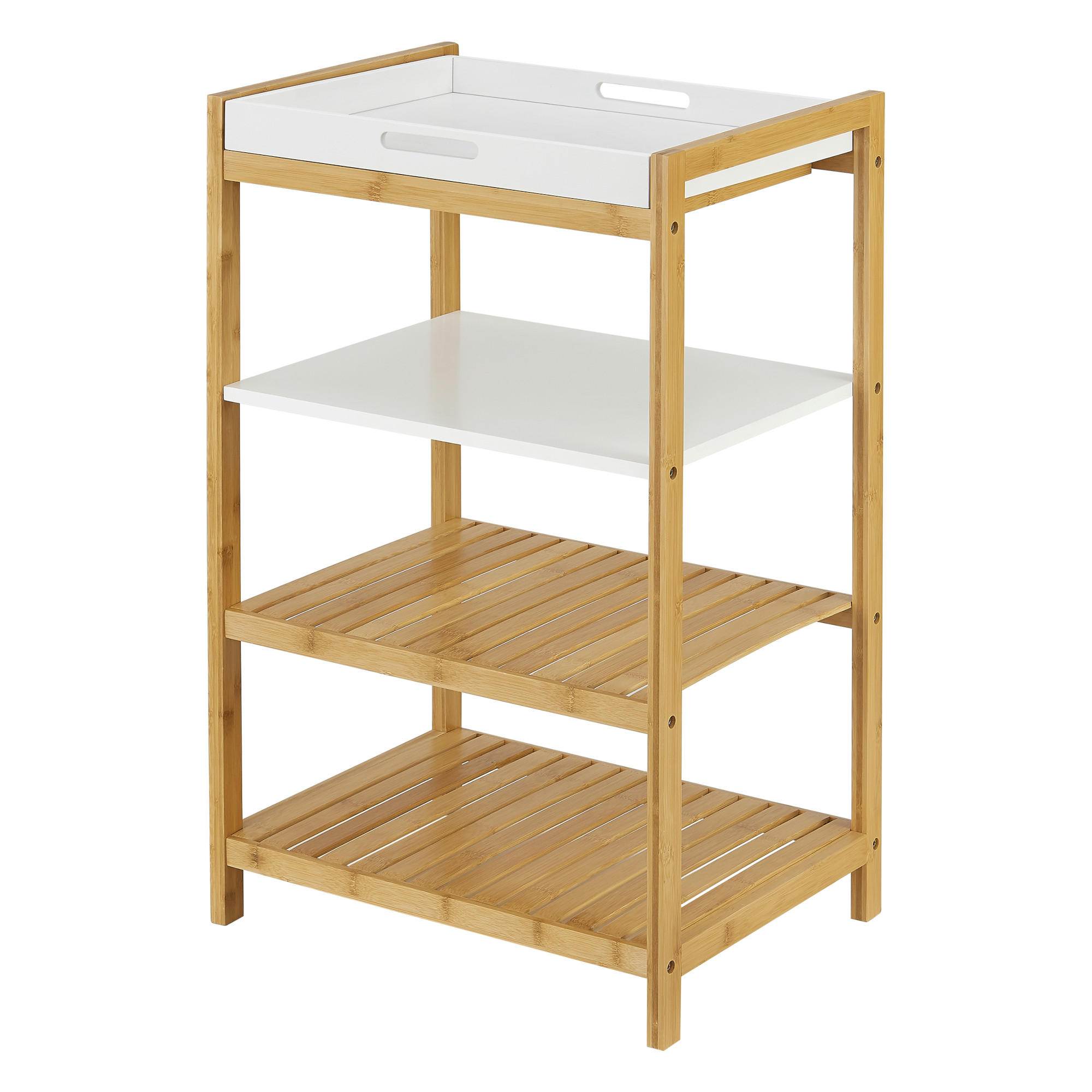 STANDREGAL Kiuruvesi - Naturfarben/Weiß, Holz/Holzwerkstoff (43/70/33cm) - [en.casa]