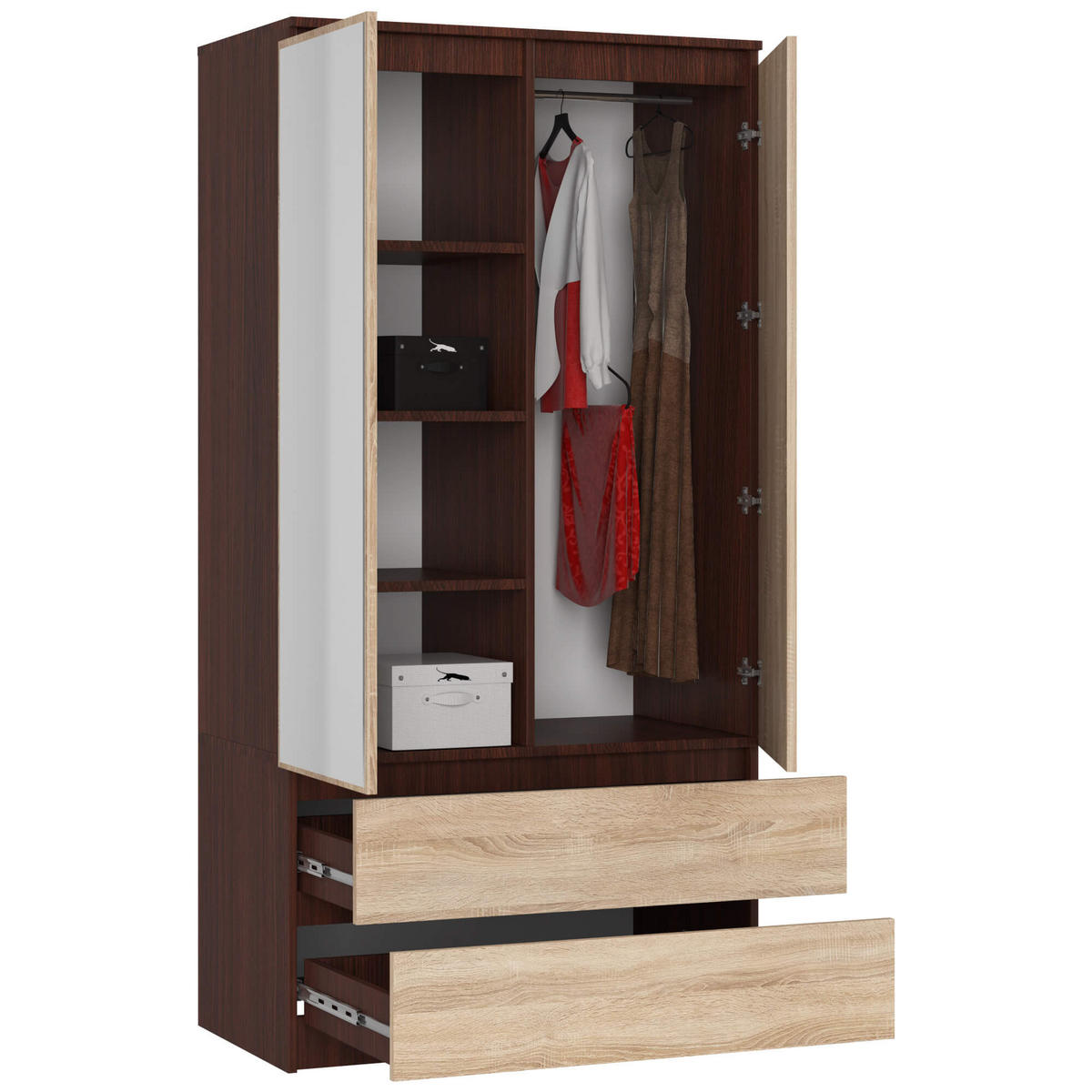 KLEIDERSCHRANK Dunkelbraun, Eiche Sonoma 180/90/51 - Dunkelbraun, Holzwerkstoff (90/180/51cm) - RAUMHIRSCH FURNITURE