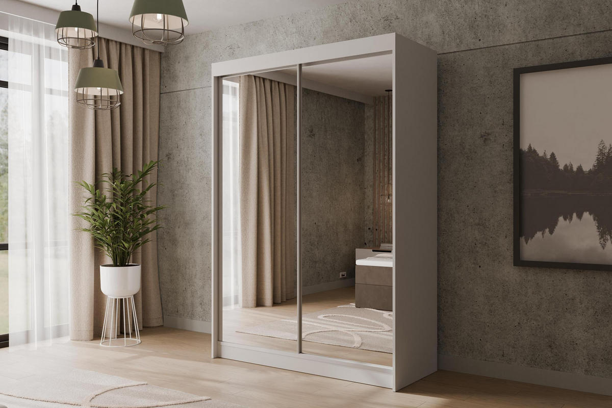 KLEIDERSCHRANK AMOHA - 120 cm - Weiß - Weiß, Holzwerkstoff (120/215/61cm) - ALTDECOR