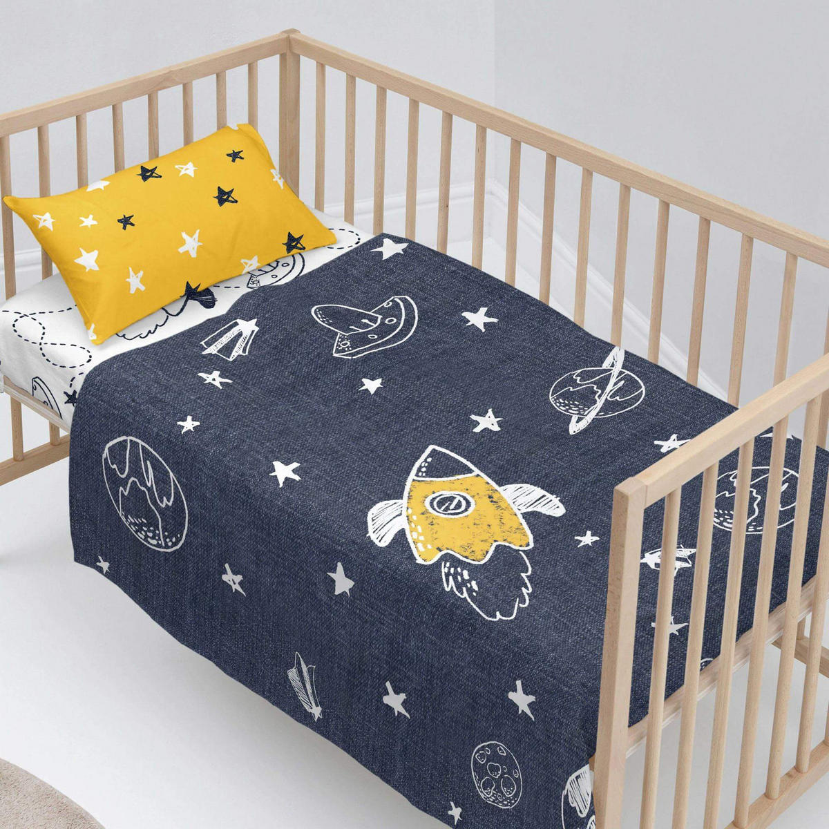BETTWÄSCHE 2er-Set teiliges starspace 100x130 cm (kinderbett) mehrfarbig - Multicolor, Textil (100/130cm) - Happy Friday