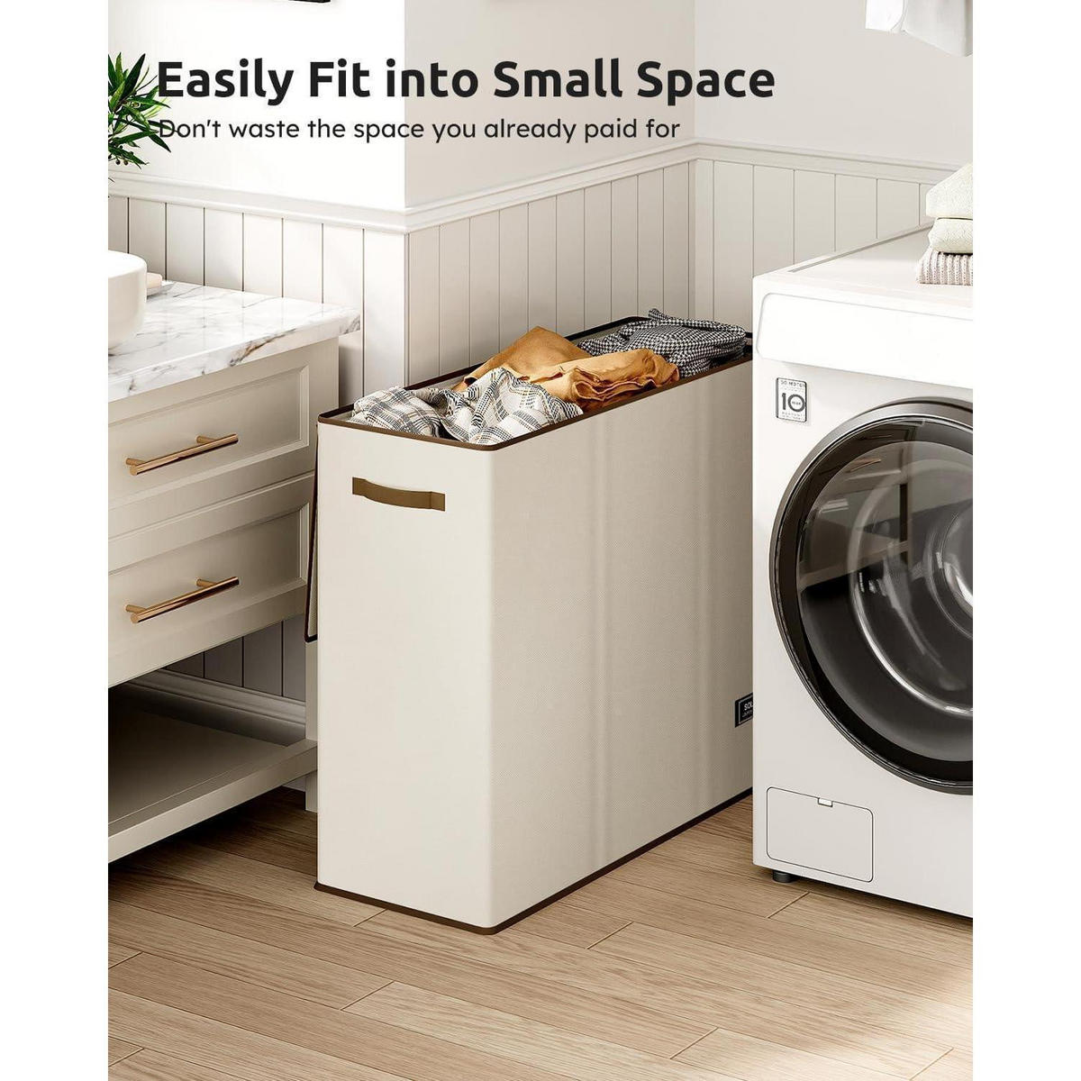 WÄSCHEKORB 180L 3 Fächer mit Deckel Beige - Beige, Textil (31/70/83cm)