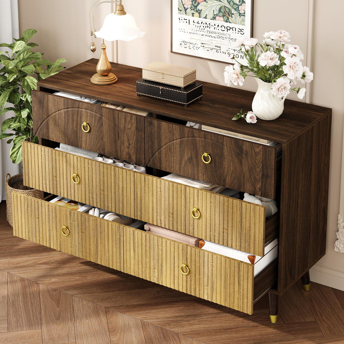 SIDEBOARD in Naturfarben Kommode mit Stauraum und modernes Design für Wohnzimmer und Esszimmer , B120/T40/H81cm - Naturfarben, Holzwerkstoff (120/81/40cm) - STILVORA