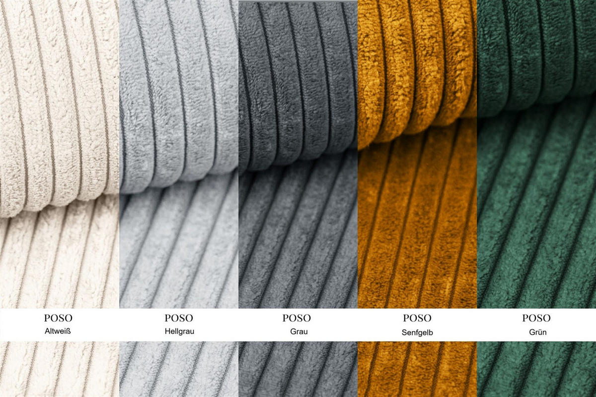 WOHNLANDSCHAFT Feliz In Poso - Hellgrau, Holzwerkstoff/Textil (350/83/160cm) - Fun Möbel