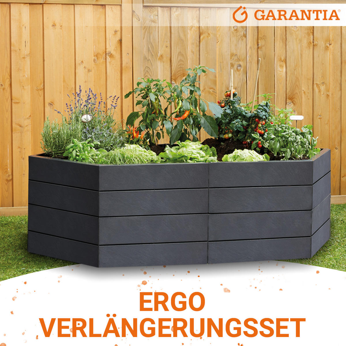 HOCHBEET-VERLÄNGERUNGSSET, 2 Paneele inkl. Verbinder - Anthrazit, Kunststoff (2.5/25/55cm) - GARANTIA