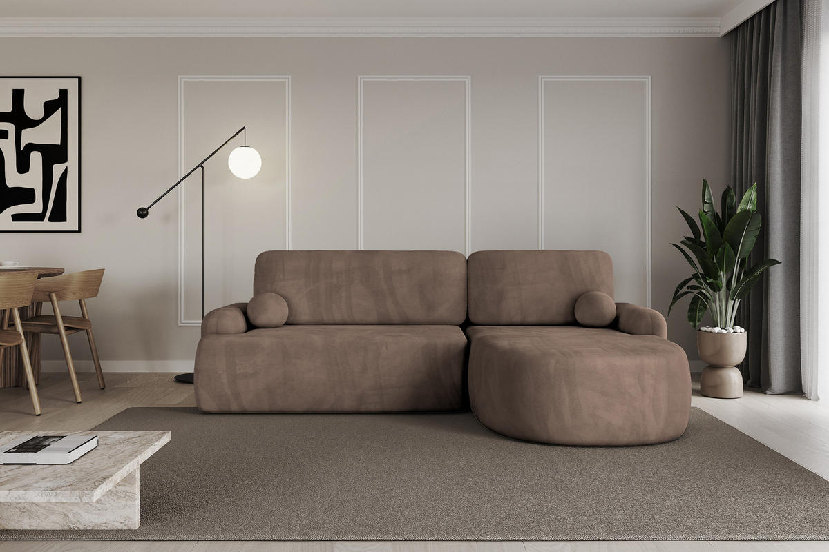 ECKSOFA mit Schlaffunktion und Bettkasten LIRA-L - 264x172x89 Braun - Braun, Holzwerkstoff/Textil (172/264cm) - ALTDECOR