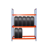 REIFENREGAL Tiger XL 200x150x45 cm 300 kg Fachlast bis zu 18 Reifen auf 3 Ebenen Blau/Orange - Blau/Orange, Metall (150/200/45cm) - PROREGAL