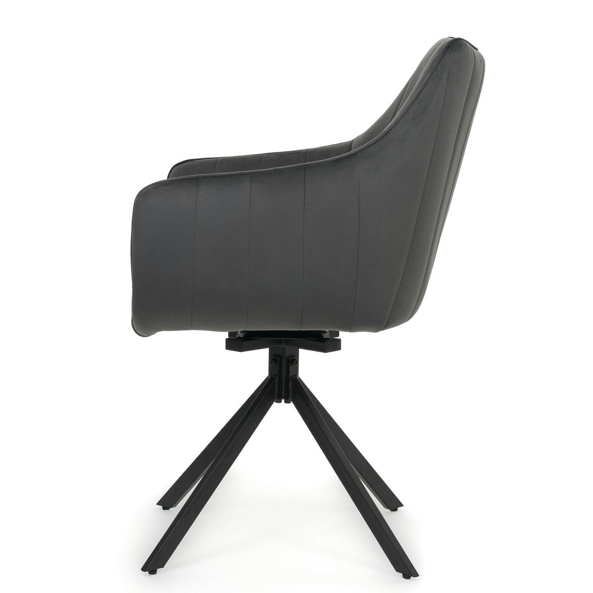 STUHL PIANO drehbar gepolsterter mit Steppung - grau - Velour - Schwarz/Grau, Textil/Metall (59/88/61cm) - NEW HOME