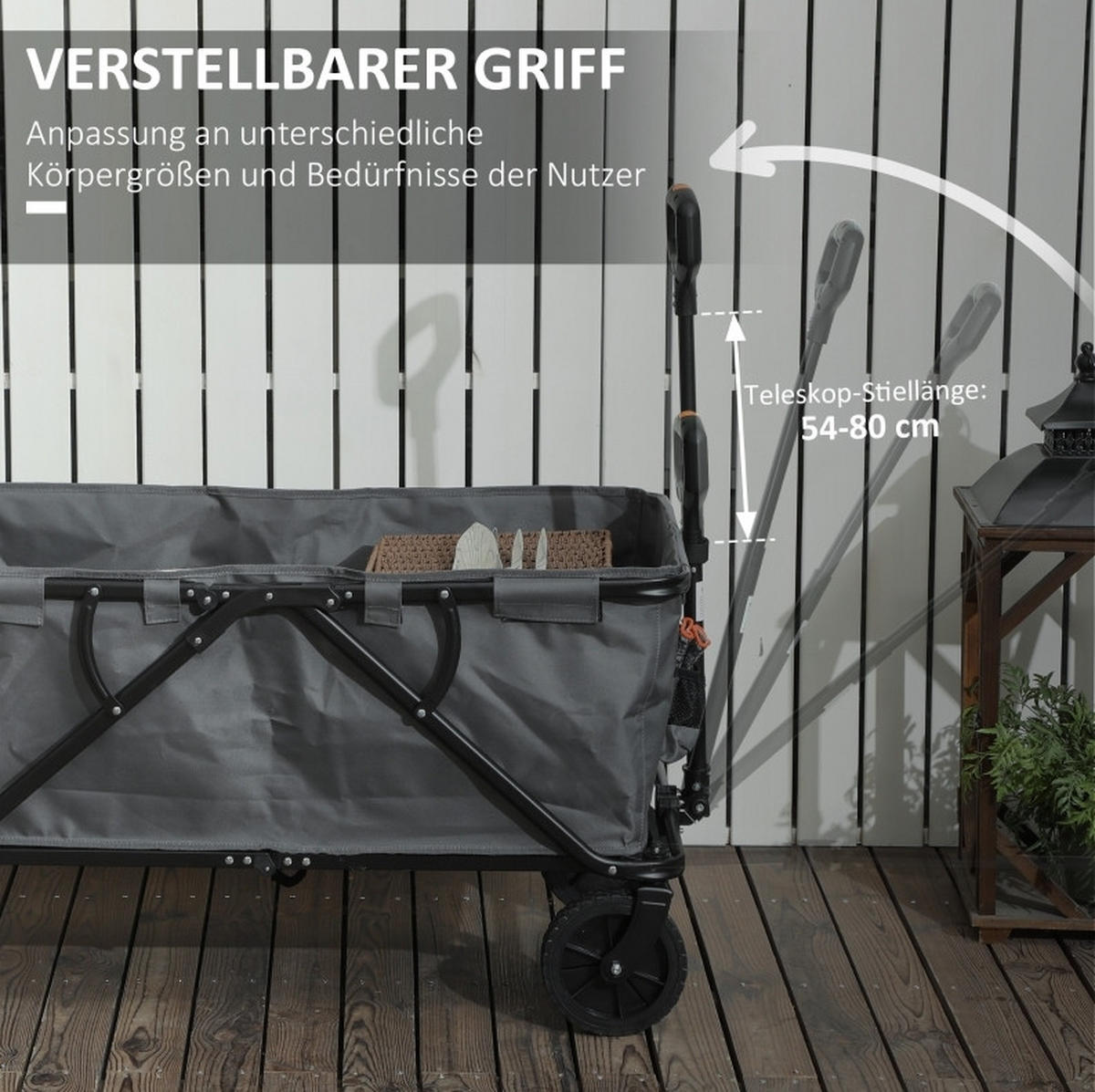 GARTENKARRE aus Polyester 100x55x56 cm in Dunkelgrau mit Faltbar - Dunkelgrau, Metall (55/56/100cm) - Modfu