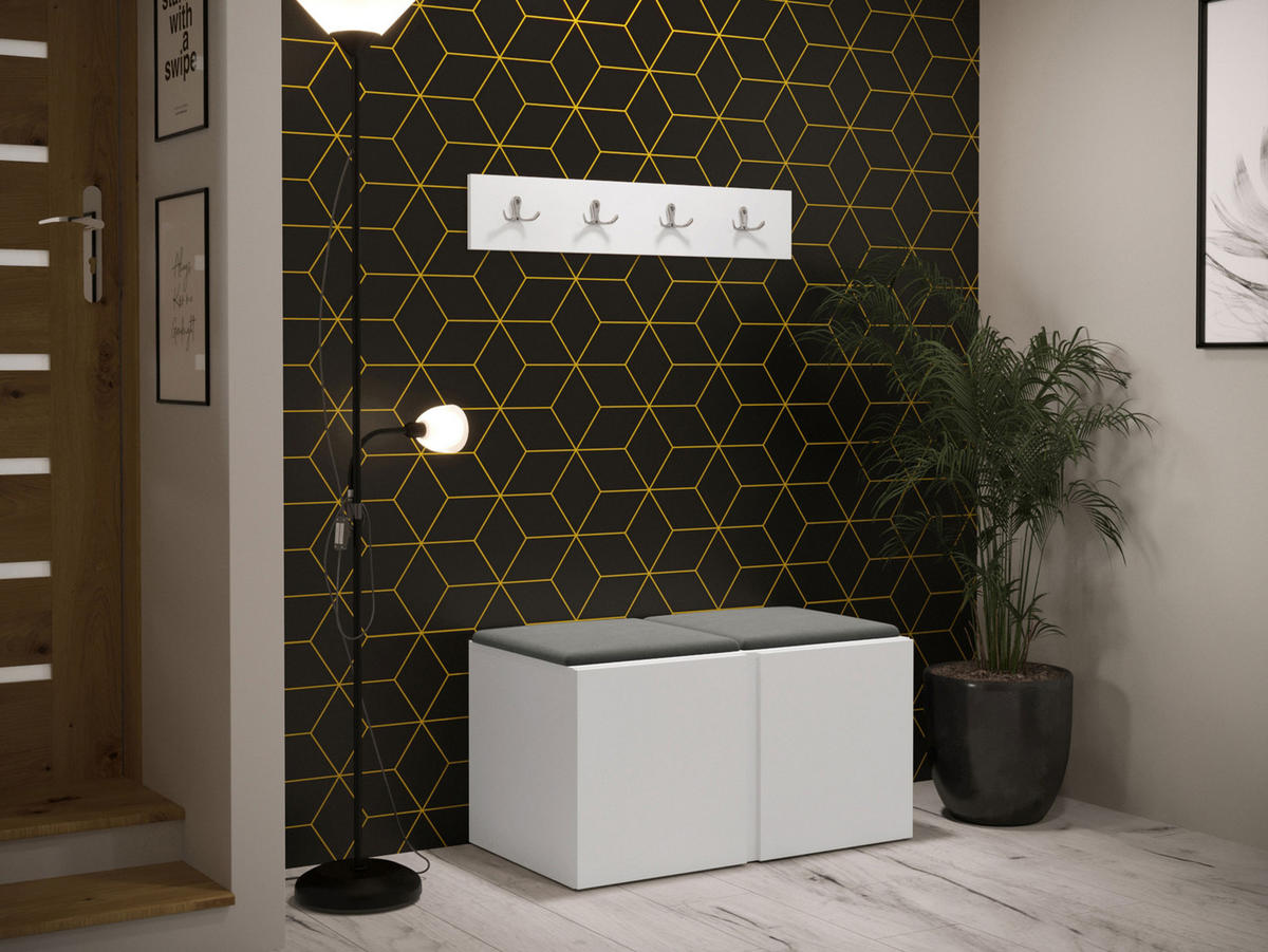 GARDEROBEN-SET Orion VI - Weiß/Grau, Holzwerkstoff/Kunststoff (84/42/46cm) - MIRJAN24