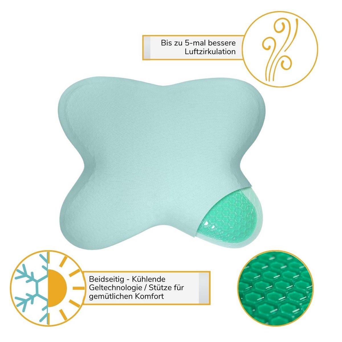 SCHMETTERLINGSKISSEN, KÜHLEND 53/43 CM - Grün, Textil (43/53cm) - INPHYSIO