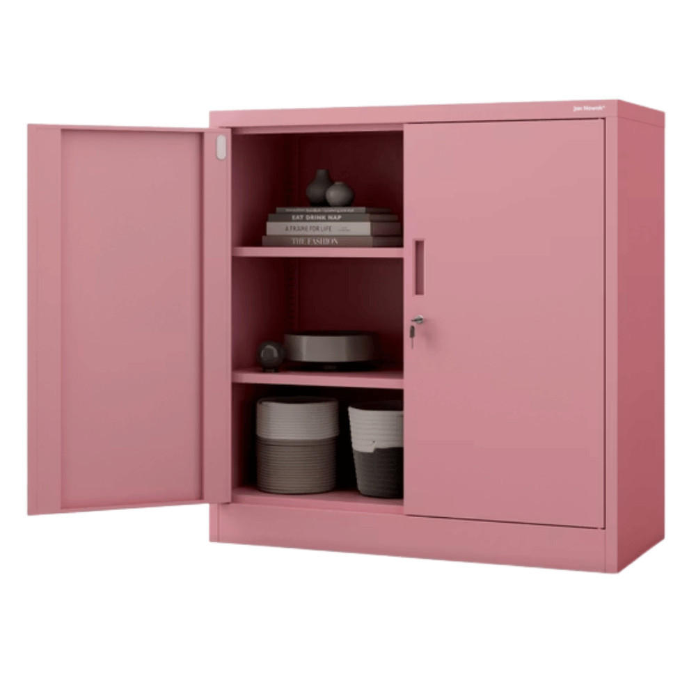 AKTENSCHRANK abschließbar KADO mit Flügeltüren 93x90x40cm Rosa - Rosa, Metall (90/93/40cm) - DELUKE