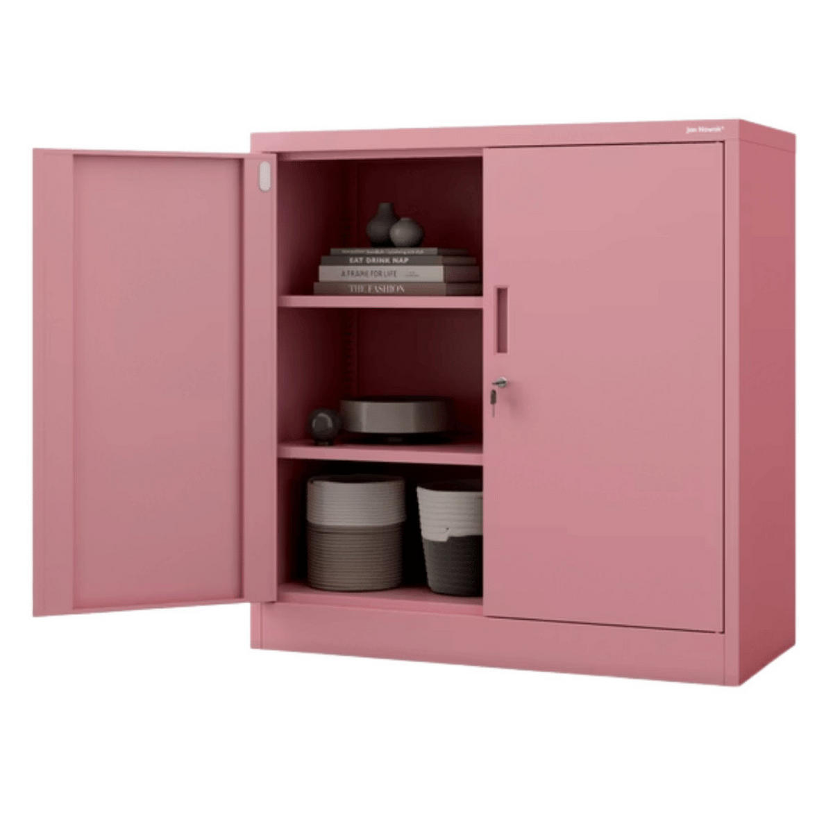 AKTENSCHRANK abschließbar KADO mit Flügeltüren 93x90x40cm Rosa - Rosa, Metall (90/93/40cm) - DELUKE